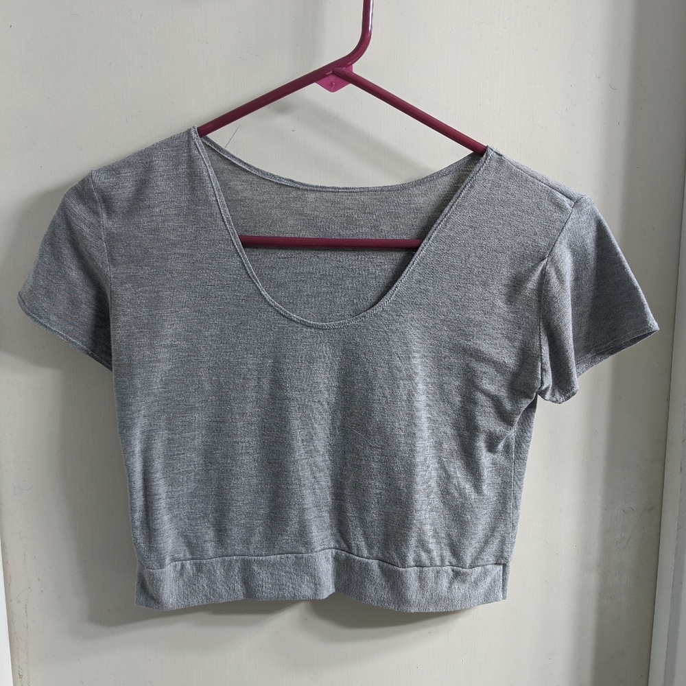 Hand sewn grey jersey crop top
